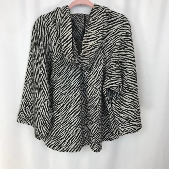 Etcetera Zebra Print Toggle Hooded Women Jacket M - Picture 4 of 4